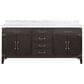 Lexora Home Laurel 72" Double Bathroom Vanity in Brown Oak with White Carrara Marble Top and Rectangular Sinks, , large