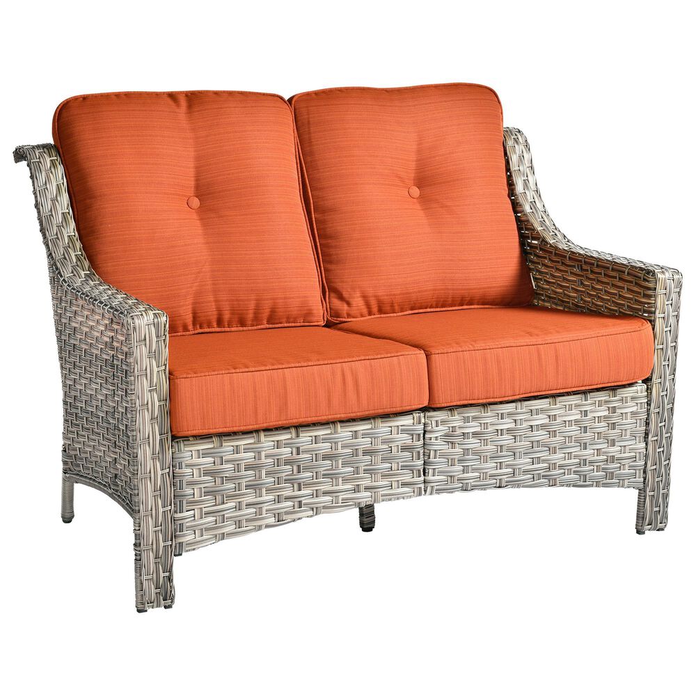 HOMLUX Outdoor Rattan Loveseat with Ergonomic in Orange, , large
