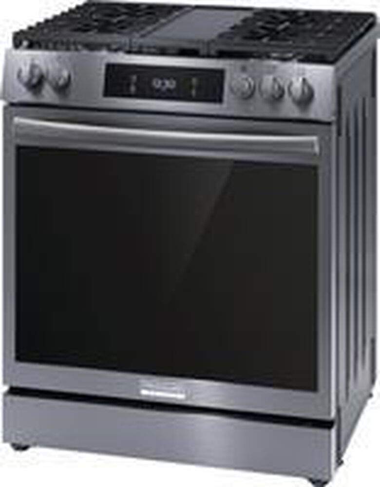 Frigidaire Gallery 30" Front Control Gas Range with Total Convection in Black Stainless Steel, , large