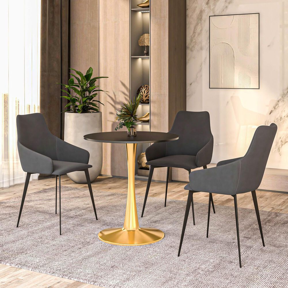 Leisuremod Bristol 27&quot; Round Dining Table with MDF Top in Gold and Black - Table Only, , large