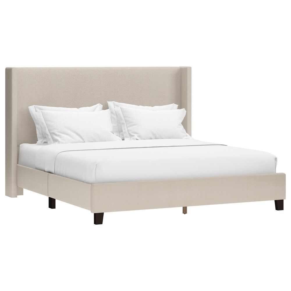The Monday Company Holborn King Beige Upholstered Platform Wingback Bed in Black, , large