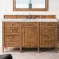 James Martin Vanities Brittany 60" Single Bathroom Vanity in Saddle Brown with 3 cm Eternal Jasmine Pearl Quartz Top and Rectangular Sink, , large