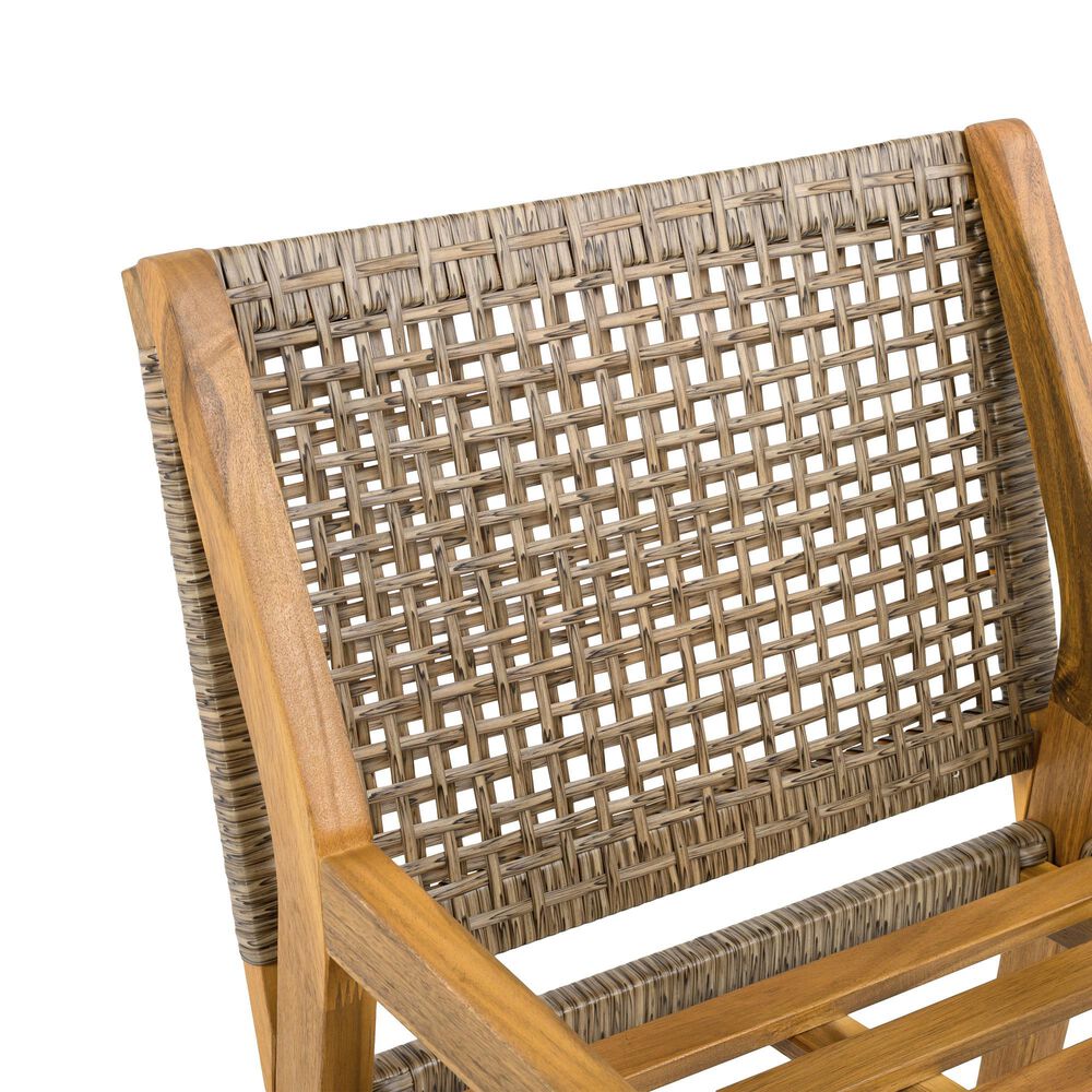 Hearth and Haven 5-Piece Outdoor Rectangular Dining Set with Cream Cushion in Teak, , large