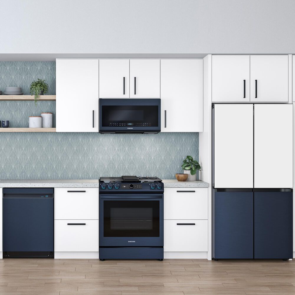 Samsung Bespoke Smart Slide-in Gas Range 6.0 cu. ft. w/ Smart Dial, Air Fry &amp; Wi-Fi in Navy Steel, , large