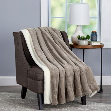 Timberlake Lavish Home Faux Rabbit Fur Jacquard Throw in Coffee, , large