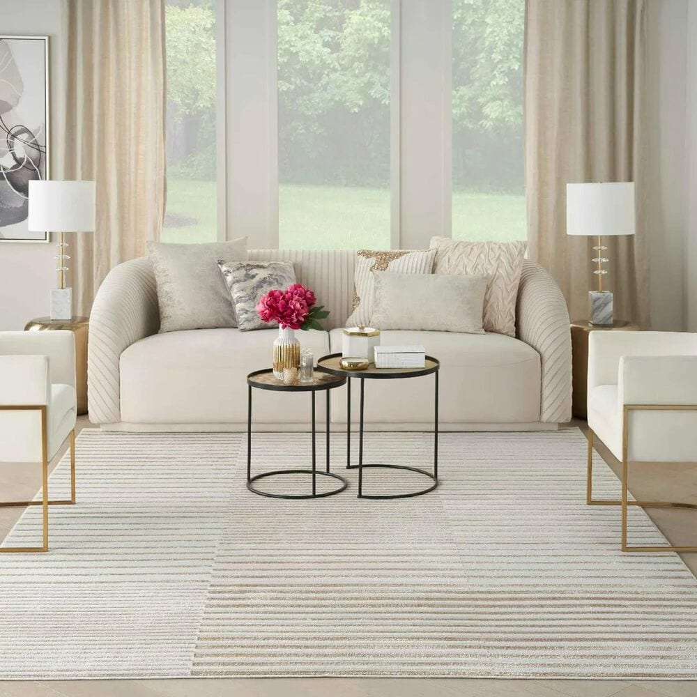 Nourison Brushstrokes 9&#39; x 12&#39; Beige and Silver Area Rug, , large