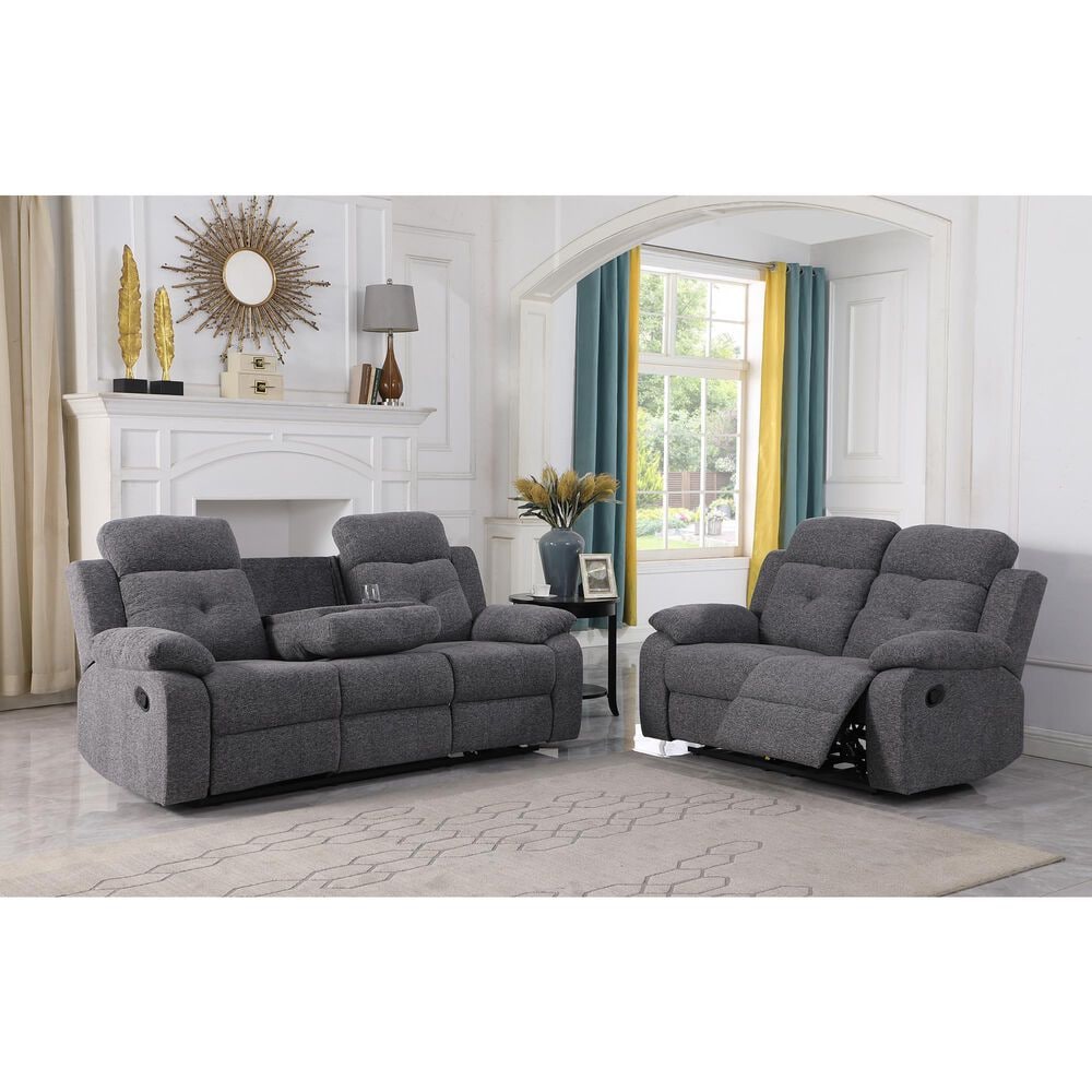 Titanic Furniture Bellinda Manual Reclining Sofa in Gray, , large
