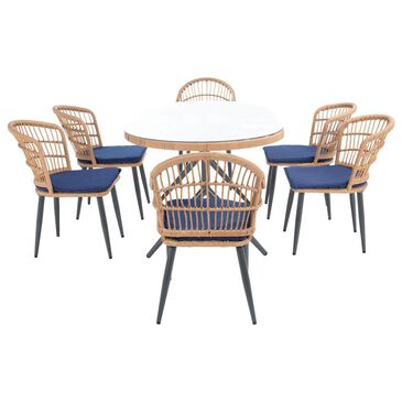 Safavieh Ruben 7-Piece Patio Dining Set in Navy, , large