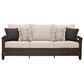 Ashley Monterey Point Stationary Sofa with Beige Cushions in Dark Brown, , large