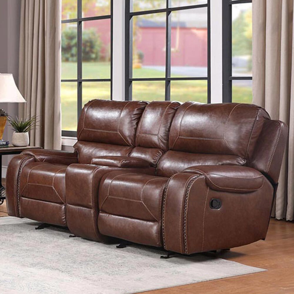 Crystal City Keily Manual Glider Reclining Loveseat in Brown, , large
