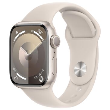 Apple Watch Series 9 GPS 41mm Starlight Aluminum Case with Starlight Sport Band - M/L, , large