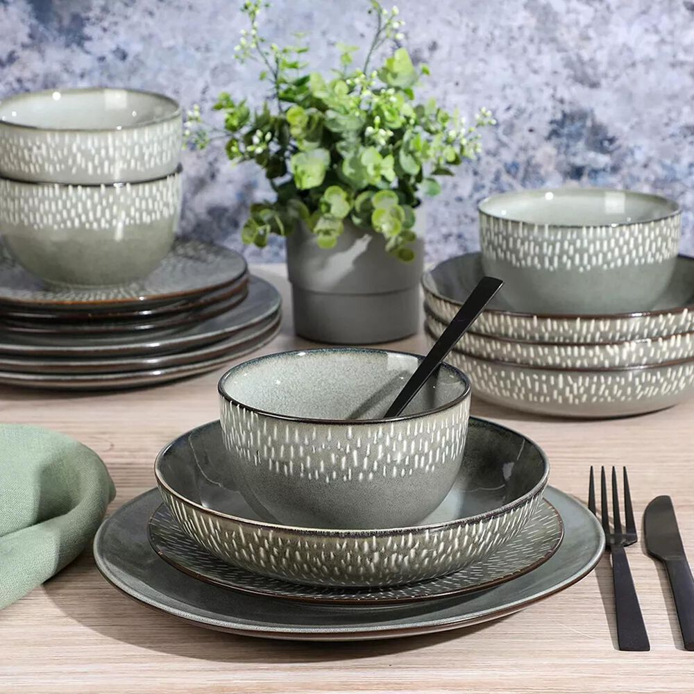 Gibson Homewares Matisse 16-Piece Dinnerware Set in Grey, , large