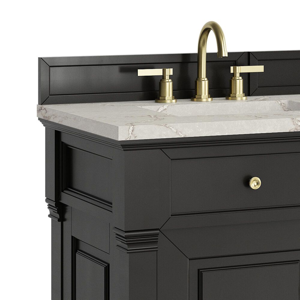 James Martin Vanities Brookfield 60&quot; Double Bathroom Vanity in Black Onyx with 3 cm Victorian Silver Quartz Top and Rectangular Sinks, , large