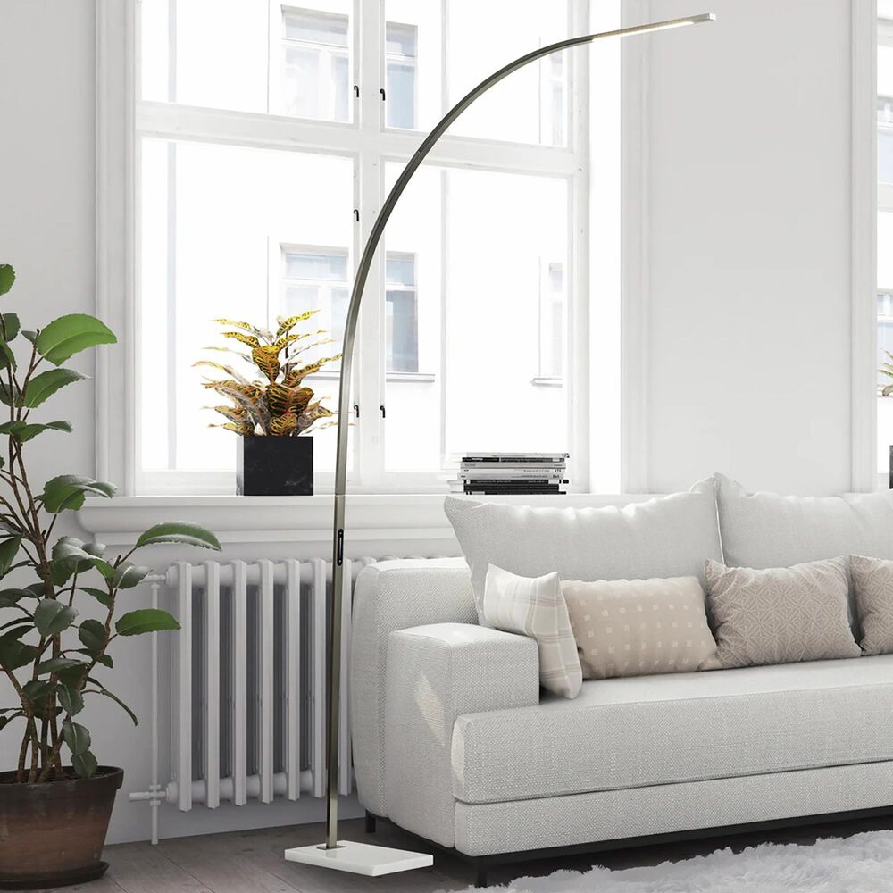 Adesso Sonic LED Arc Floor Lamp in Brushed Steel, , large