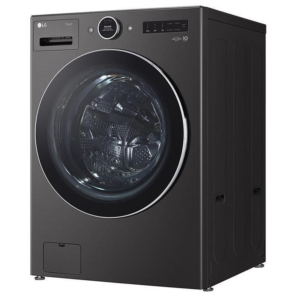 LG 5 Cu. Ft. Smart Front Load Washer with Pedestal in Black Steel, , large