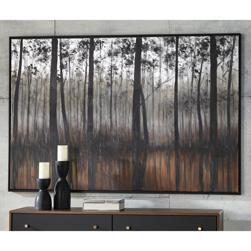 Ashley Philyra 71" x 48" Wall Art in Black, Orange and Silver, , large