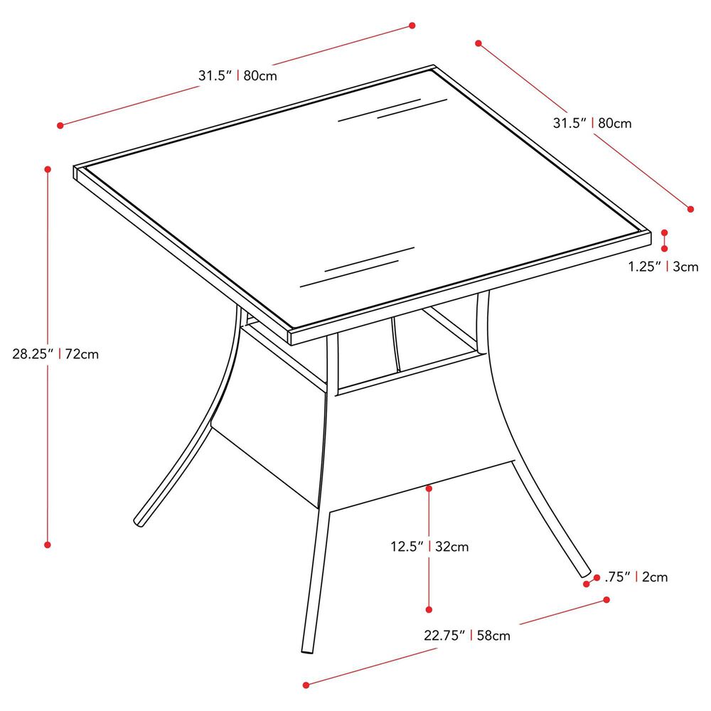 CorLiving Parksville Patio Square Dining Table in Black, , large
