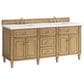 James Martin Vanities Lorelai 72" Double Vanity in Light Natural Oak with 3 cm White Zeus Quartz Top, , large