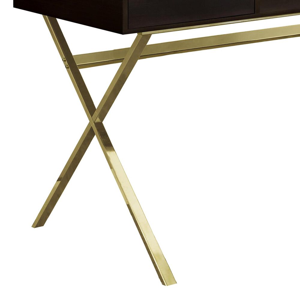 Monarch Specialties 48&quot; Computer Desk in Gold and Espresso, , large