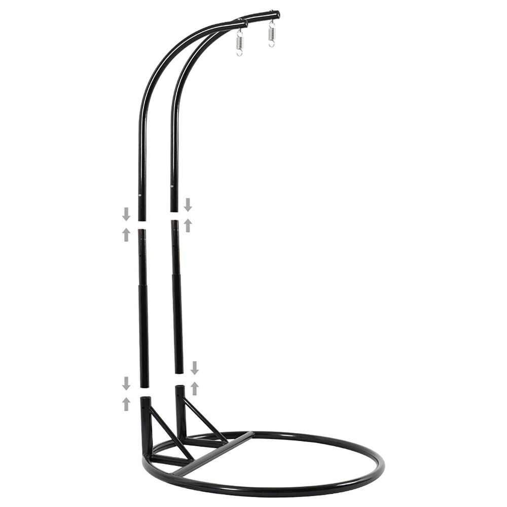 Leisuremod Patio 2-Seat Hanging Egg Swing Chair with Orange Cushion in Charcoal, , large