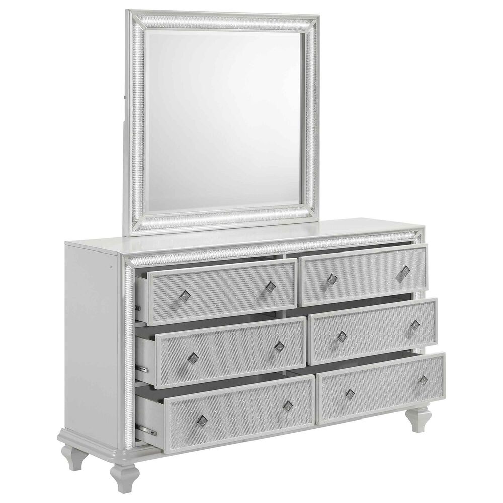 New Heritage Design Stardust 3-Piece Queen Bedroom Set in White and Silver, , large