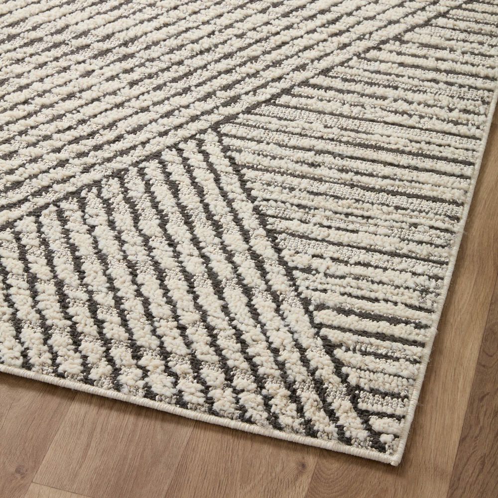 Loloi II Fabian FAB-06 2&#39;7&quot; x 7&#39;6&quot; Charcoal and Ivory Runner, , large