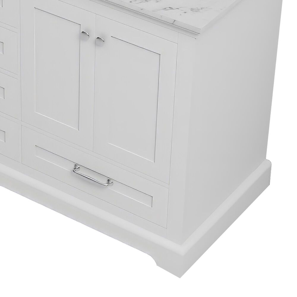 Lexora Home Dukes 60&quot; Double Bathroom Vanity in White with 2 cm White Carrara Marble Top and Rectangular Sinks, , large