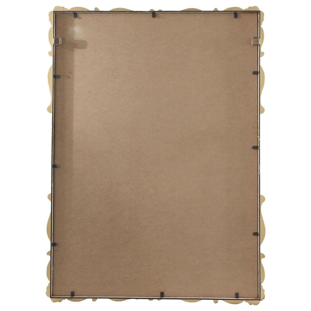 Maple and Jade 41&quot; Rectangular Ornate Baroque Floral Wall Mirror with Distressed Details in Satin Gold, , large