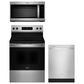 Whirlpool 3-Piece Kitchen Package with 5.3 Cu. Ft. Electric Range, 1.7 Cu. Ft. Microwave Hood Combination, and Towel Bar Dishwasher with Boost Cycle in Stainless Steel, , large