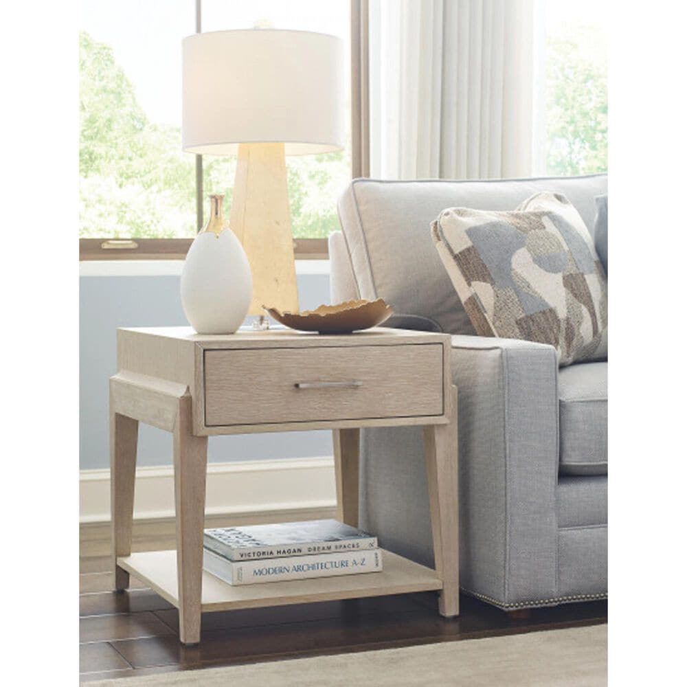 American Drew Kaplan 1-Drawer End Table in White Oak, , large