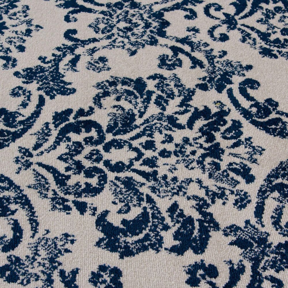 Central Oriental Terrace Tropic Sea Isle 7&#39;10&quot; x 9&#39;10&quot; Snow and Sapphire Area Rug, , large