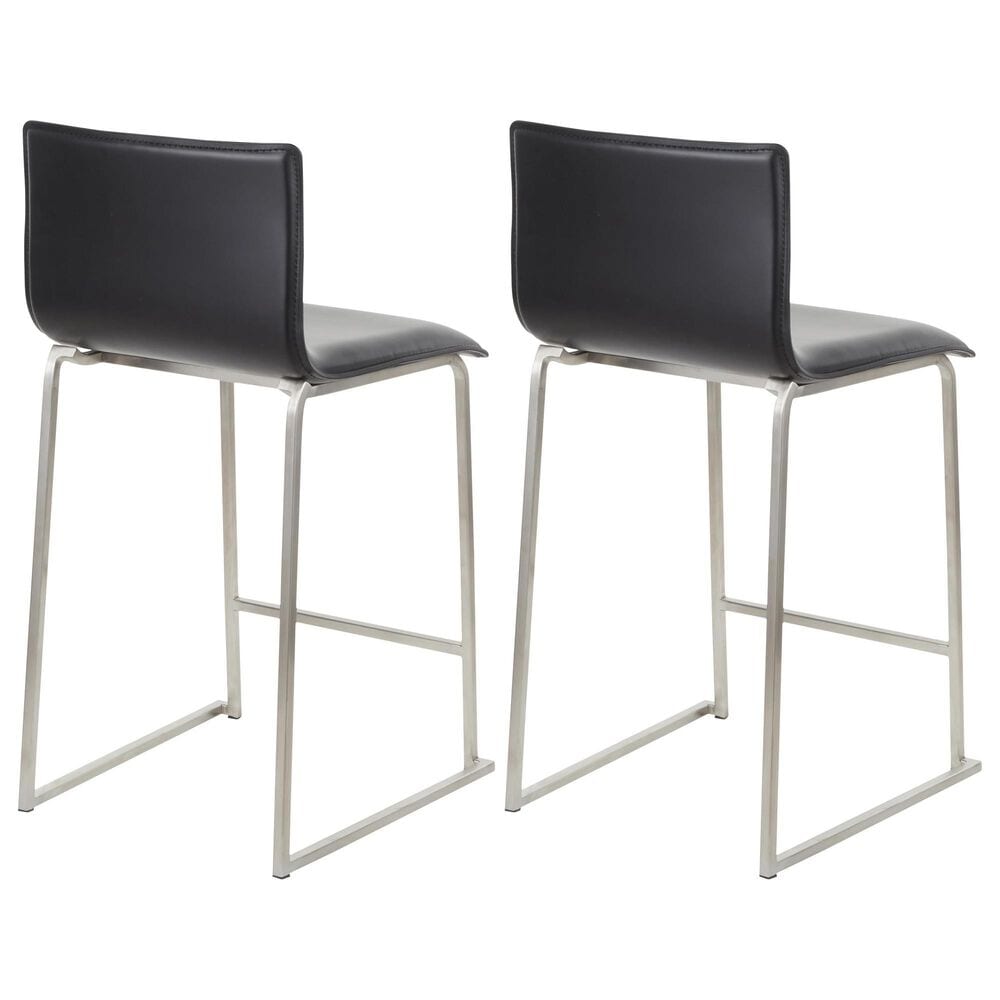 Lumisource Mara Counter Stool with Black Cushion in Stainless Steel &#40;Set of 2&#41;, , large