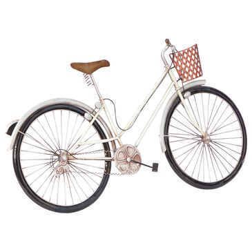 Maple and Jade 20" x 35" Bike Wall Decor in Silver, Black and Brown, , large