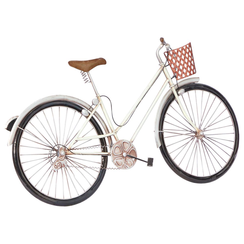 Maple and Jade 20" x 35" Bike Wall Decor in Silver, Black and Brown, , large