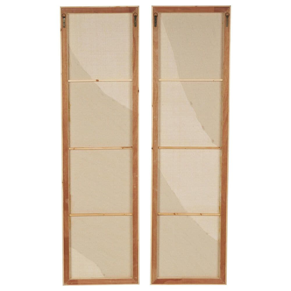 Maple and Jade 71&quot; x 20&quot; Wavy Textured Wall Decor with Distressed Wood Frames in White &#40;Set of 2&#41;, , large