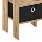HOMLUX USB and Type-C Port Charging Station End Table with Black Storage Bin in Flagstaff Oak, , large