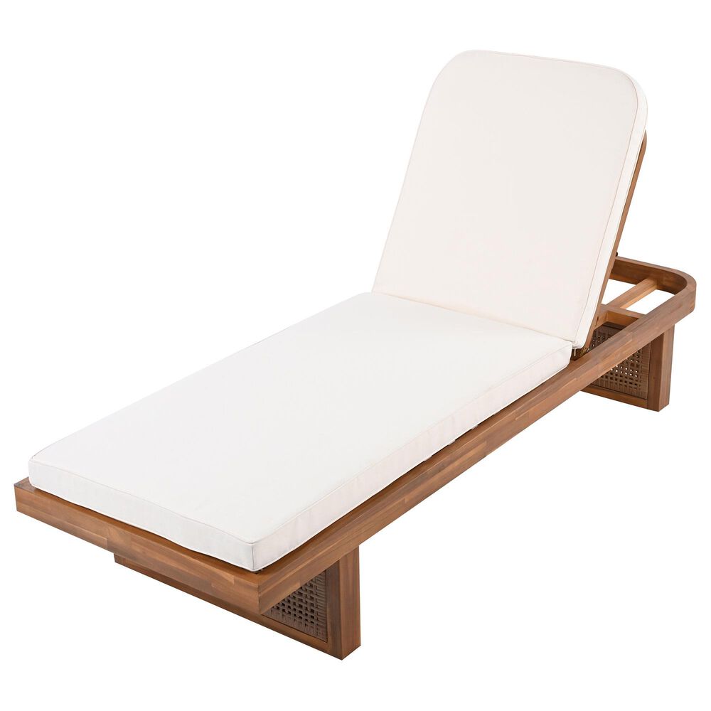 Hearth and Haven 2-piece Outdoor Chaise Lounge Set with Slat Side Table in Cream, , large