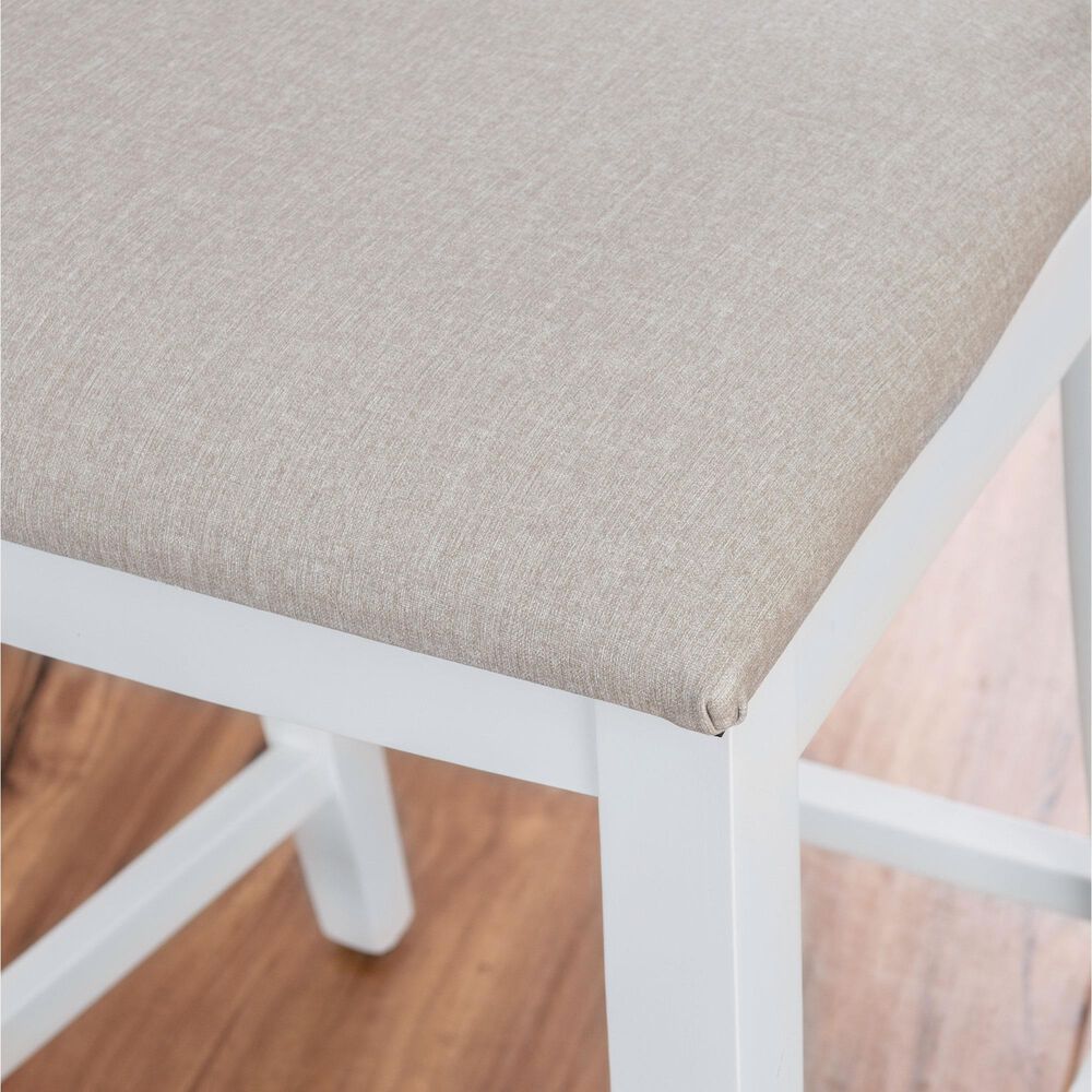 Linon Home Decor Flynn 22" Counter Stool with Light Grey Cushion in White, , large