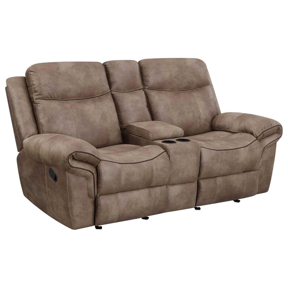 Steve Silver Nashville Manual Glider Recliner Console Loveseat in Cocoa, , large
