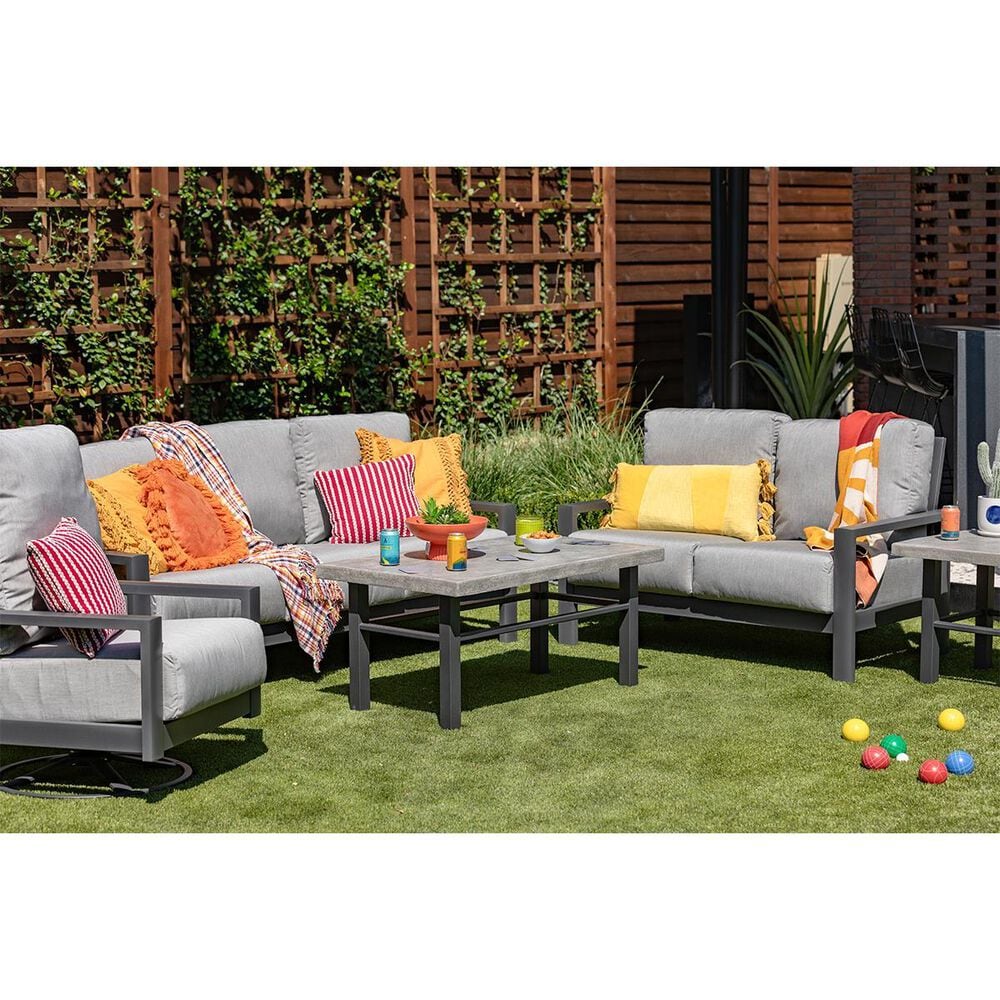 Homecrest Elements Outdoor Loveseat with Canvas Granite Cushion in Carbon, , large