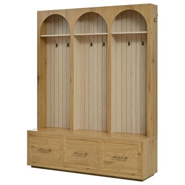 GigaCloud Wooden Hall Tree with Arched Design and Drawers in Natural and Oak, , large