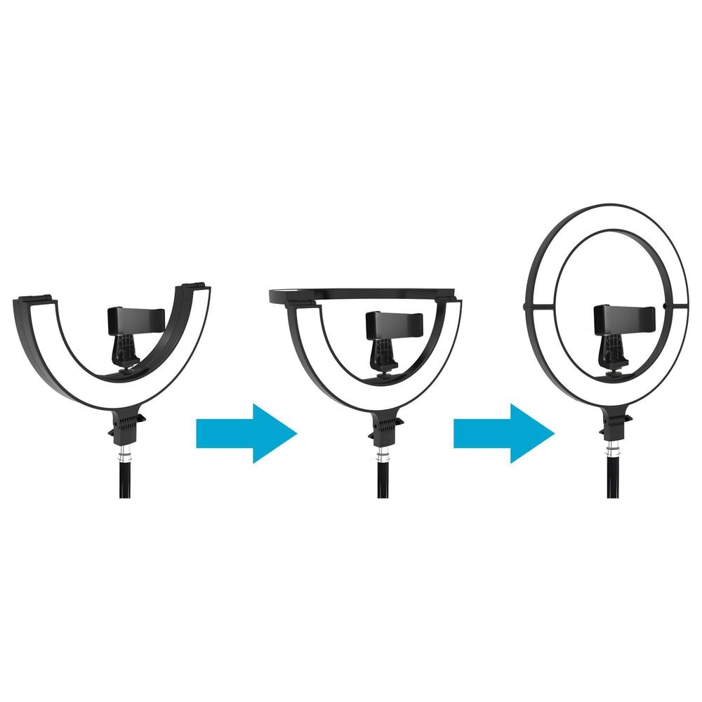Camera Accessories 18" Foldable Ring Light with Adjustable Stand and Remote Control in Black, , large