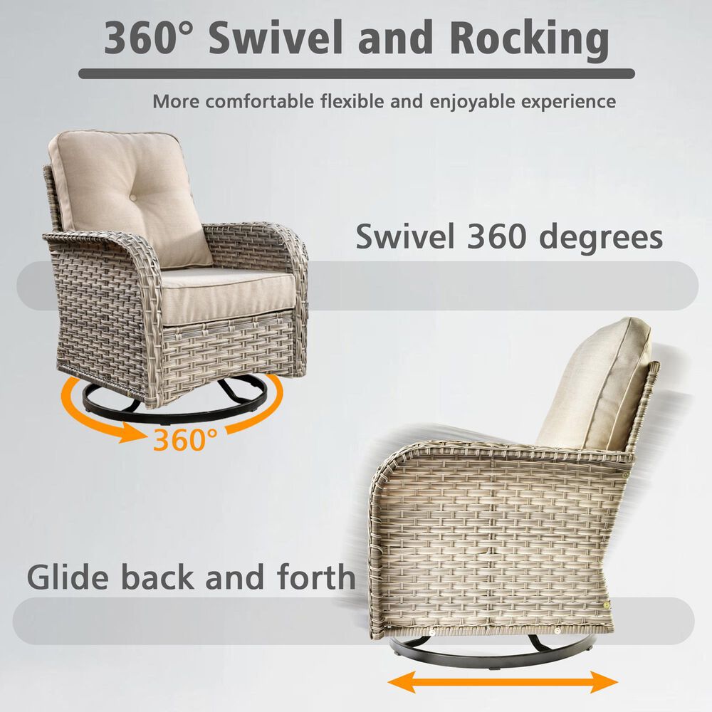 HOMLUX 9-Piece Patio Conversation Set with Illuminated Table in Beige, , large