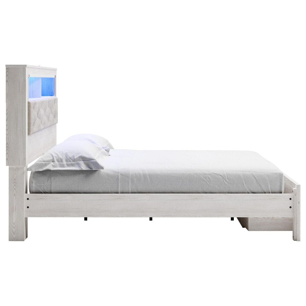 Ashley Altyra King Upholstered Bookcase Bed with Storage  in White, , large