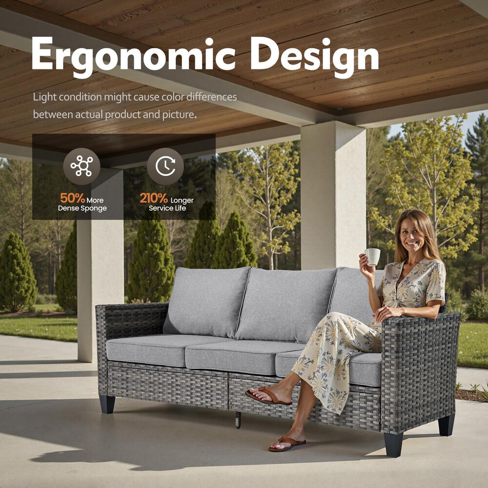 HOMLUX 10-Piece Conversation Patio Set in Dark Gray, , large