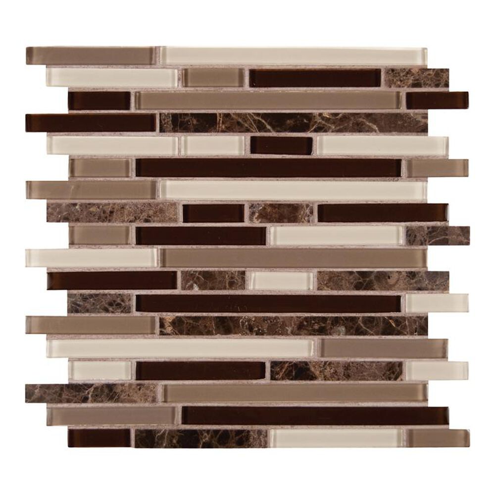 MS International Royal Oaks 12" x 12" Glass and Stone Mix Mosaic Sheet, , large