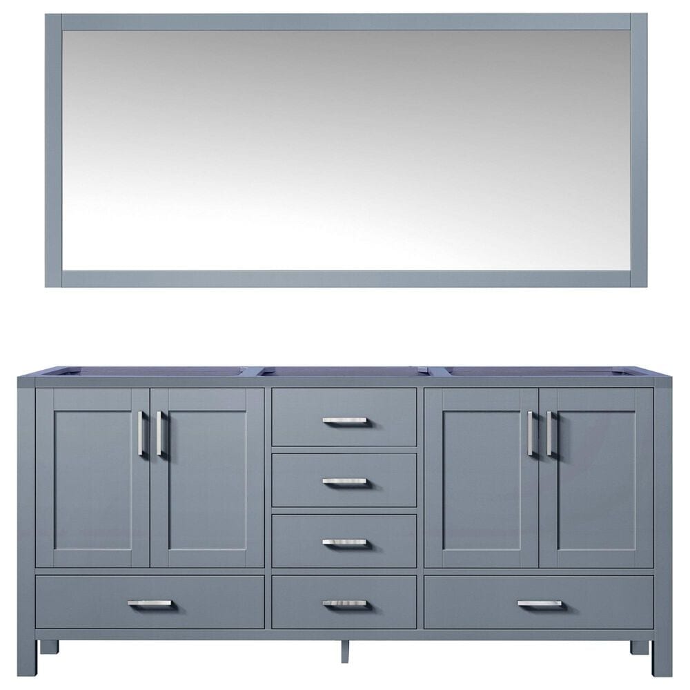 Lexora Home Jacques 60" Double Bathroom Vanity and Mirror in Dark Grey, , large