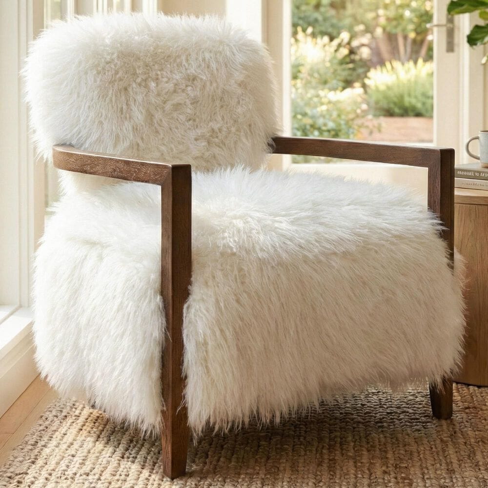 Furniture of America Lumir Long-Haired Accent Chair in White, , large