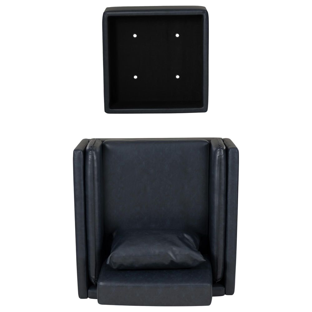 Linon Home Decor Wallis Accent Chair with Ottoman in Navy, , large