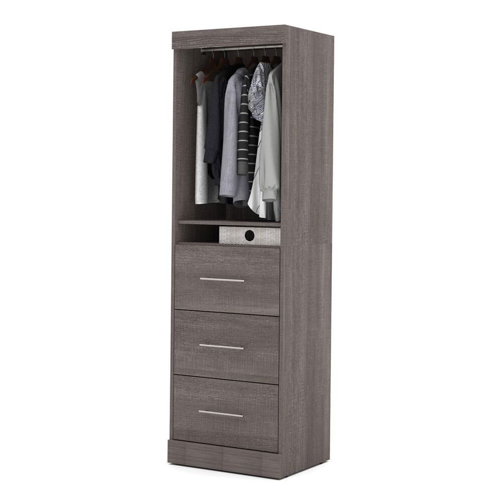 Bestar Nebula 25" Storage Unit with Door and Drawers in Bark Grey, , large